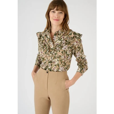 Afbeelding van Damart Blouse met volants in zuivere viscose, Lenzing(TM) EcoVero(TM)* Dames Groen 44