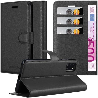 Afbeelding van Cadorabo Hoesje geschikt voor Samsung Galaxy A31 in PHANTOM ZWART Beschermhoes met magnetische sluiting, standfunctie en kaartvakje Book Case Cover Etui