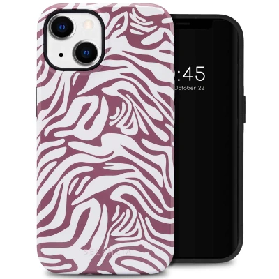 Afbeelding van Apple iPhone 14 Hoesje Kunststof Selencia Hardcase/Backcover Trippy Swirl Dark Rose Telefoonhoesje