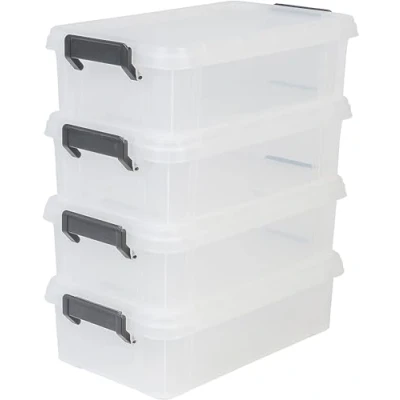 Afbeelding van Iris Ohyama, Set van 4 opbergdozen, L, kantoor, woonkamer, MBX B36,5 x D21,4 H10,5 cm Transparant