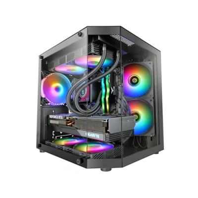 Afbeelding van Mars Gaming MC 3TLITE, MicroATX Behuizing, Driedubbel Doorlopend Gehard Glas, Achterste FRGB Ventilator 120mm, Dubbelkamerstructuur, Compacte Mini Tower PC met Grote Interne Capaciteit, Zwart