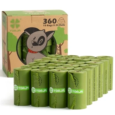 Afbeelding van YORJA Biologisch Afbreekbare Hondenpoepzakjes, 360 stuks, Extra Dik en Sterk 100% Lekvrij (Groen)
