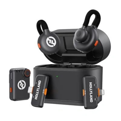 Afbeelding van Hollyland Lark M2S draadloze lavalier microfoon voor camera, iPhone, Android, pc, bereik van 300 m, titanium clip, 7 g lichtgewicht, ruisonderdrukking, 30 uur duur, reversmicrofoon livestream