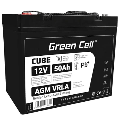 Afbeelding van Green Cell 12V 50Ah B3 Terminal VRLA AGM accu