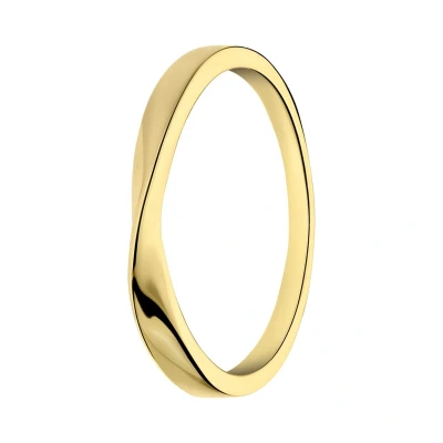Afbeelding van Lucardi Dames Zilveren goldplated Ring twist 925 Zilver Goudkleurig 17 / 54 mm