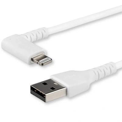 Afbeelding van StarTech.com 2 m gehoekte Lightning naar USB kabel Apple MFi gecertificeerd wit