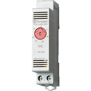 Afbeelding van Finder thermostaat rood 1v instelbaar 20graden c en 40graden voor verwarming din rail montage modulaire bouwvorm 17 5mm breed 7t 81 0 000 2401