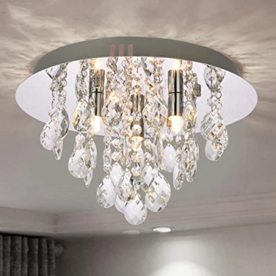 Afbeelding van A1A9 moderne verzonken kristallen kroonluchter, K9 ronde plafondverlichting, LED hanglamp voor woonkamer, eetkamer, slaapkamer, woonkamer D35cm (3 lampen)