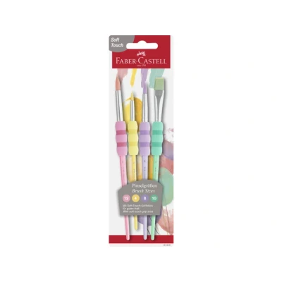 Afbeelding van Faber Castell Fc 481620 Penselenset Soft Touch 4 Stuks Pastel Kleuren