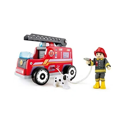 Afbeelding van Hape Houten Brandweerauto Rood 20 Cm