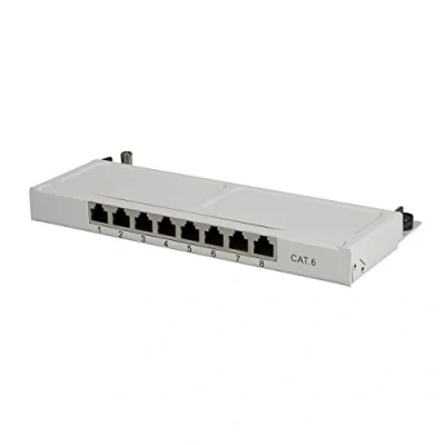 Afbeelding van LogiLink Professional NP0077 afgeschermd CAT 6 patch / verdelerplaat met 8 poorten (desktop), halve bouwhoogte (0,5 hoogteeenheden) lichtgrijs