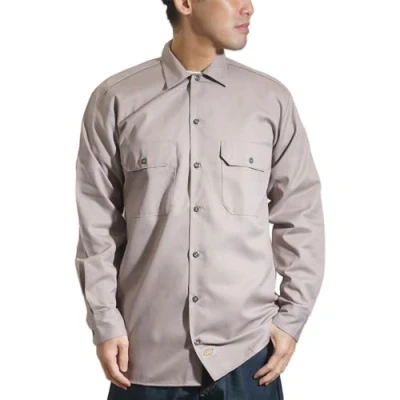 Afbeelding van Dickies Mannen met lange mouwen en normale pasvorm casual overhemd, ZILVER, XL