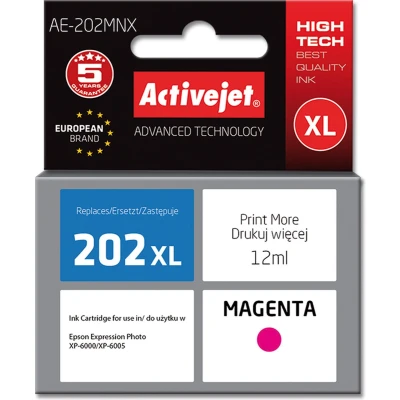 Afbeelding van ActiveJet AE 202MNX inkt voor Epson printer, 202XL H34010 Vervanging; Opperste; 12 ml; magenta.