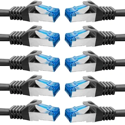 Afbeelding van BIGtec 10 stuks 0,25 m CAT.7 Gigabit patchkabel netwerkkabel zwart koperen kabel patch ethernt LAN DSL CAT7 (RJ45, Cat 7, S/FTP PIMF) 25 cm