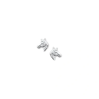Afbeelding van Oorknoppen Paardenhoofd Zilver Gerhodineerd Glanzend 8.5 mm x 7.5