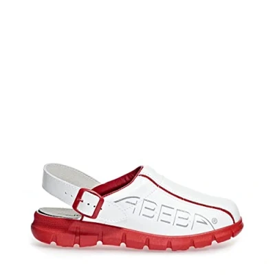 Afbeelding van Abeba 7313 37 Maat &quot;Dynamische&quot; Occupational Klomp Schoen Wit/Rood