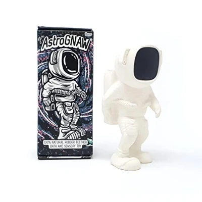Afbeelding van AstroGNAW (wit) astronaut babyspeelgoed van natuurlijk rubber voor tanden, baden en sensorisch spelen