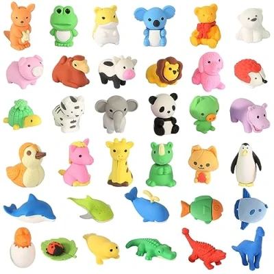 Afbeelding van Gum voor kinderen, 35 stuks, dieren, klein potlood, gummetje, mini schattige diergummen, kleurrijke gummen verjaardagsfeest