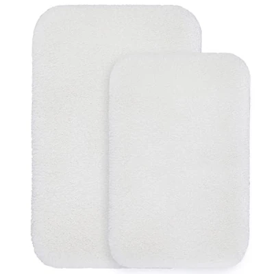 Afbeelding van VANZAVANZU Zachte badmat, antislip, superabsorberende mat van dikke en pluizige microvezel, machinewasbaar, set 2 matten, 40 x 60 cm / 50 80 (wit)