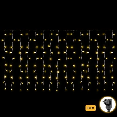 Afbeelding van Led gordijn kerst 3 x 1 meter warm wit 150 leds