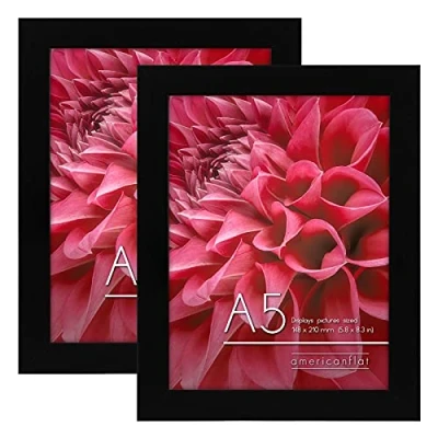 Afbeelding van Americanflat Fotolijst A5 MDF zwart lijst voor gepersonaliseerde wandafbeeldingen 14,8 x 21 cm 2 stuks