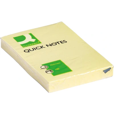 Afbeelding van Q connect Quick Notes, Ft 51 X 76 Mm, 100 Vel, Geel Memoblok