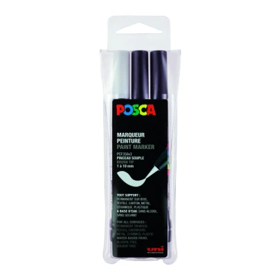 Afbeelding van Posca Paintmarker Pcf 350, Brush Tip, Étui Van 3 Stuks, Assorti