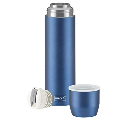 Afbeelding van Lurch dubbelwandige isoleerfles met beker uit rvs blauw 450ml