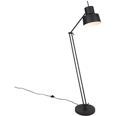 Afbeelding van QAZQA Retro vloerlamp zwart Chappie