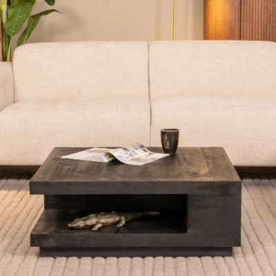 Afbeelding van LABEL51 Square Salontafel Zwart Mangohout