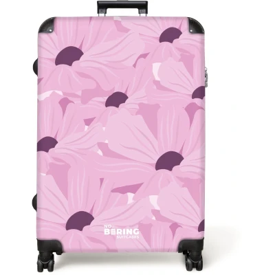 Afbeelding van NoBoringSuitcases.com® Koffer groot Reiskoffer lichtgewicht Roze met paarse bloemen Rolkoffer 4 wielen Grote trolley XL 98 liter bagage