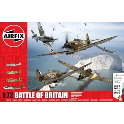 Afbeelding van 1:72 Airfix 50173A Battle of Britain Spitfire Messerschmitt Hawker Hurricane Heinkel 4 Kits! Geschenkset Plastic Modelbouwpakket