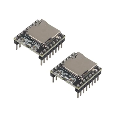 Afbeelding van HALJIA 2 STKS DFPlayer Mini Mp3 speler Module Universele 24 bit DAC uitgang Direct Aansluiten op Speaker Ondersteuning TF kaart U Disk IO/Seriële Poort/AD Diy Kit Compatibel met Arduino Raspberry Pi