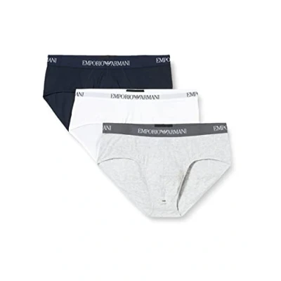 Afbeelding van Emporio Armani Herenshorts, boxershorts van echt katoen, verpakking 3 stuks (3 inbegrepen), Zwart/Wit/Grijs, L, L