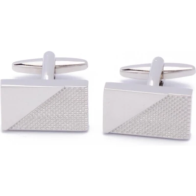 Afbeelding van Manchetknopen Zilver met Diagonaal Effen en Patroon
