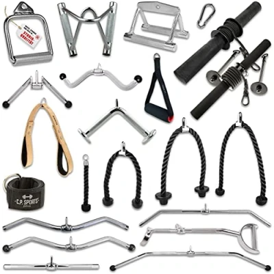 Afbeelding van C.P. Sports Handgrepen voor trektouw, trekkabel, pull upbar, roeigreep, biceps/triceps stang, tricepstouw, SZ karabijnhaak, handgreep één hand, onderarmtrainer (tricepsgreep V vorm)