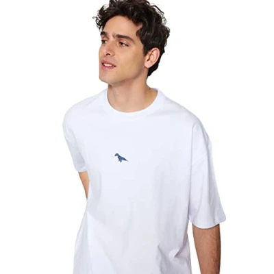 Afbeelding van Trendyol Antraciet Oversized/Wijd Gesneden Pinguïn Geborduurd T Shirt Van 100% Katoen Tmnss23Ts00243