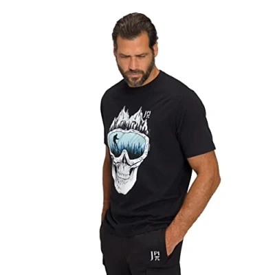Afbeelding van JP 1880 Heren Skiwear, Skull T shirt, zwart, 7XL, 7XL