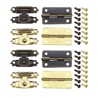 Afbeelding van 36Pcs Antiek Brons Hasp Latches Mini Scharnieren Met Schroeven Kast Klink Hasps Decoratieve Accessoires Voor Sieraden Doos Geschenkdoos Poppenhuis