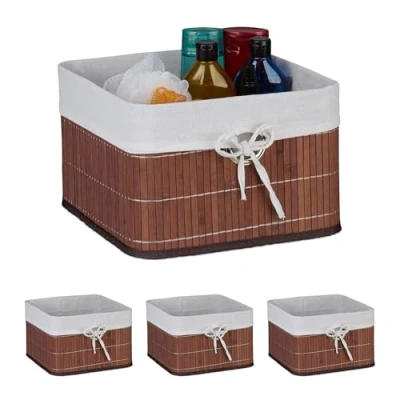 Afbeelding van opbergmand bamboe set van 4 20 x 31 cm badkamer bruin
