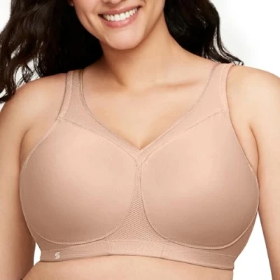 Afbeelding van Glamorise 1006 MagicLift Sportbeha voor dames, grote maten, betere houding, zonder beugel, naadloos, Café, 90G