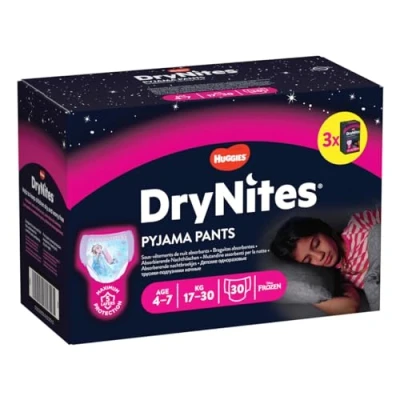 Afbeelding van Huggies DryNites Pyjama Broek voor Meisjes Jaar 4 7, 30 Pack