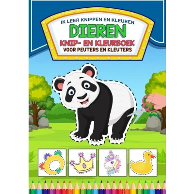 Afbeelding van Ik Leer Knippen en Kleuren Dieren Knip Kleurboek Voor Peuters Kleuters: Knipvaardigheden in Eén Doeboek om te Leren