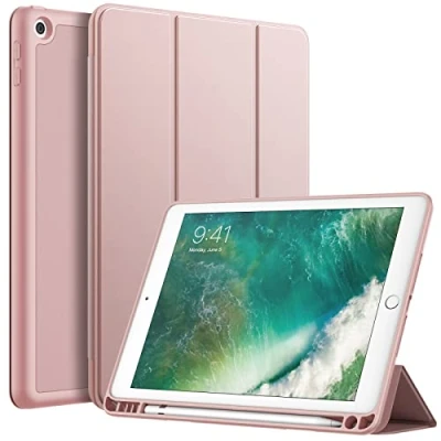 Afbeelding van JETech Case voor iPad 9,7 Inch (6e/5e Generatie, 2018/2017) met Pencil Houder, Slank Tablet Zachte TPU Achterkant, Automatisch Wekken/Slapen (Rosé Goud)