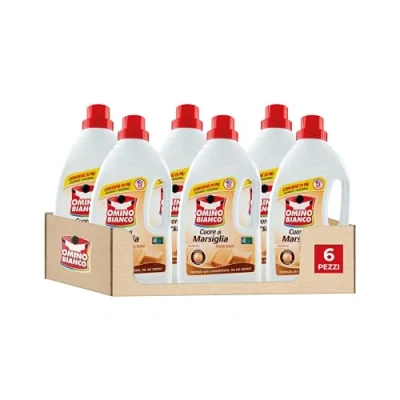 Afbeelding van Omino Bianco Vloeibaar wasmiddel, 138 wasbeurten, respecteert kleuren en stoffen, frisse geur met Marseille hart, 1150 ml x 6 verpakkingen