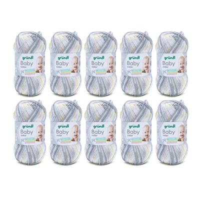 Afbeelding van 3457 10 Baby color 10x50gram lichtgrijs natuur donkergrijs geel multicolor