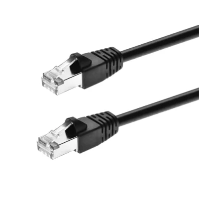 Afbeelding van Monoprice Cat6A 30ft zwarte patchkabel dubbel afgeschermd (S/FTP) 26AWG 10G Pure Kale Koperen Snagless RJ45 Fullboot Serie Ethernet kabel