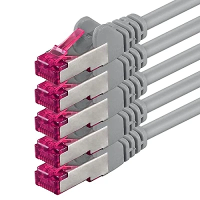 Afbeelding van 0,25m grijs 5 stuks Ethernet Cable Gigabit LAN Netwerkkabel RJ45 CAT6a (10Gb/s) S FTP CAT 6a Lankabel GHMT gecertificeerd PIMF 500 MHz