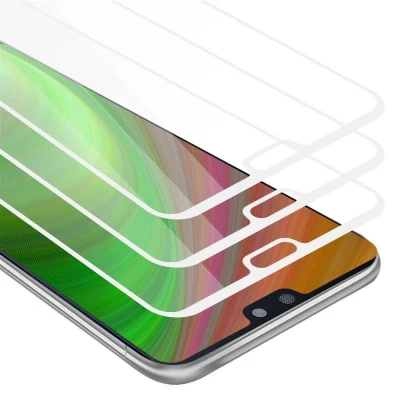 Afbeelding van Cadorabo 3x Screenprotector geschikt voor Huawei P20 Volledig scherm pantserfolie Beschermfolie in TRANSPARANT met WIT Getemperd (Tempered) Display beschermend glas 9H hardheid 3D Touch