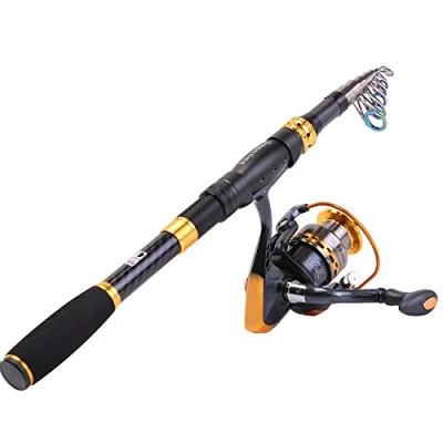 Afbeelding van Sougayilang Hengel Reel Combo&#039;s Koolstofvezel Telescopische Visstok met Spinning voor Reizen Zoutwater Zoetwater Vissen 2.1M